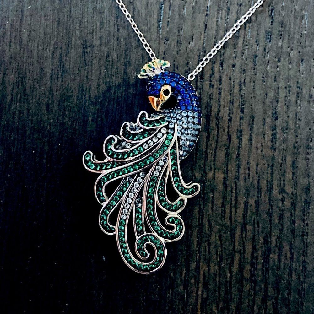 Peacock Jewel Cote d’Argent Sterling Silver Pendant Necklace